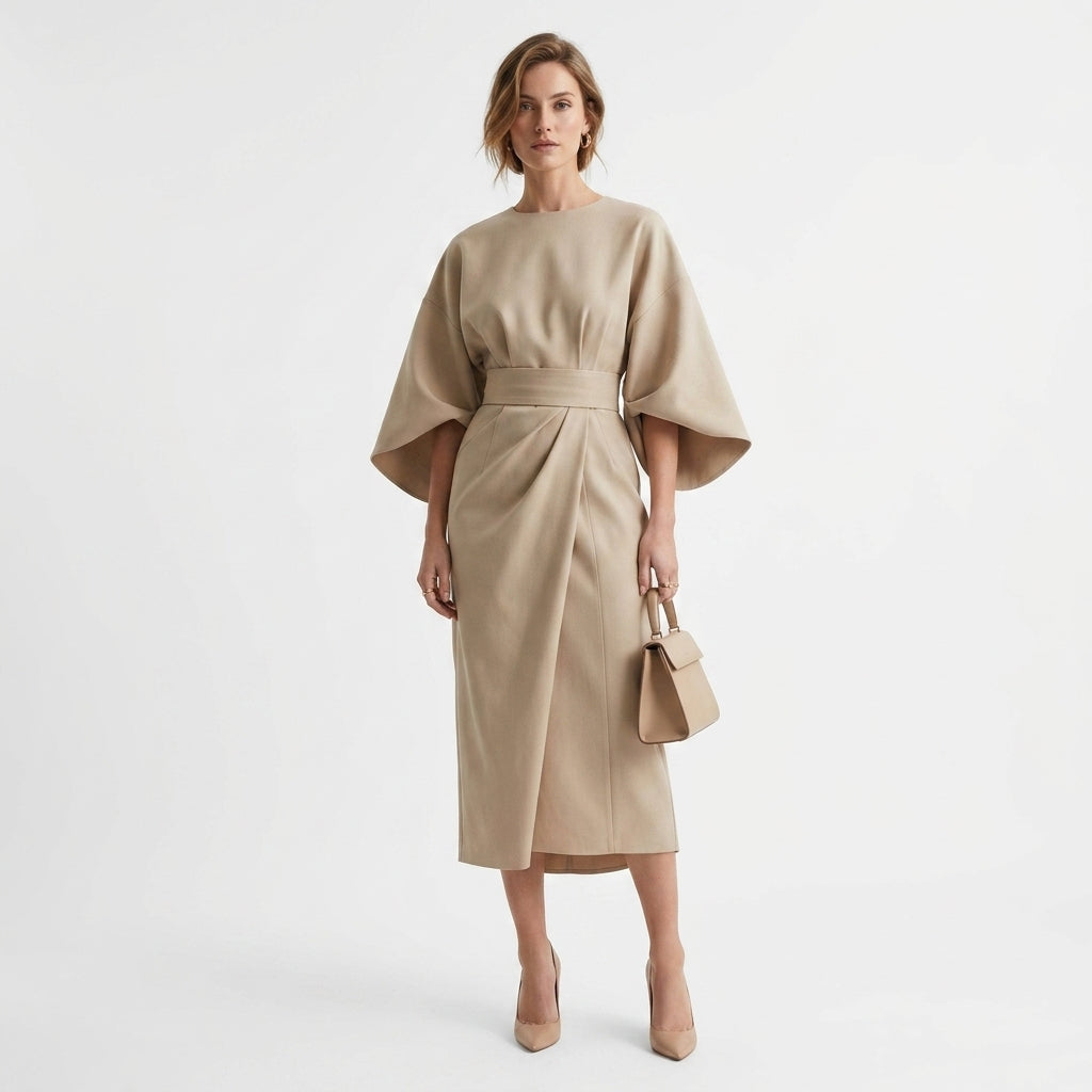 Robe midi femme avec ceinture – robe élégante à ceinture