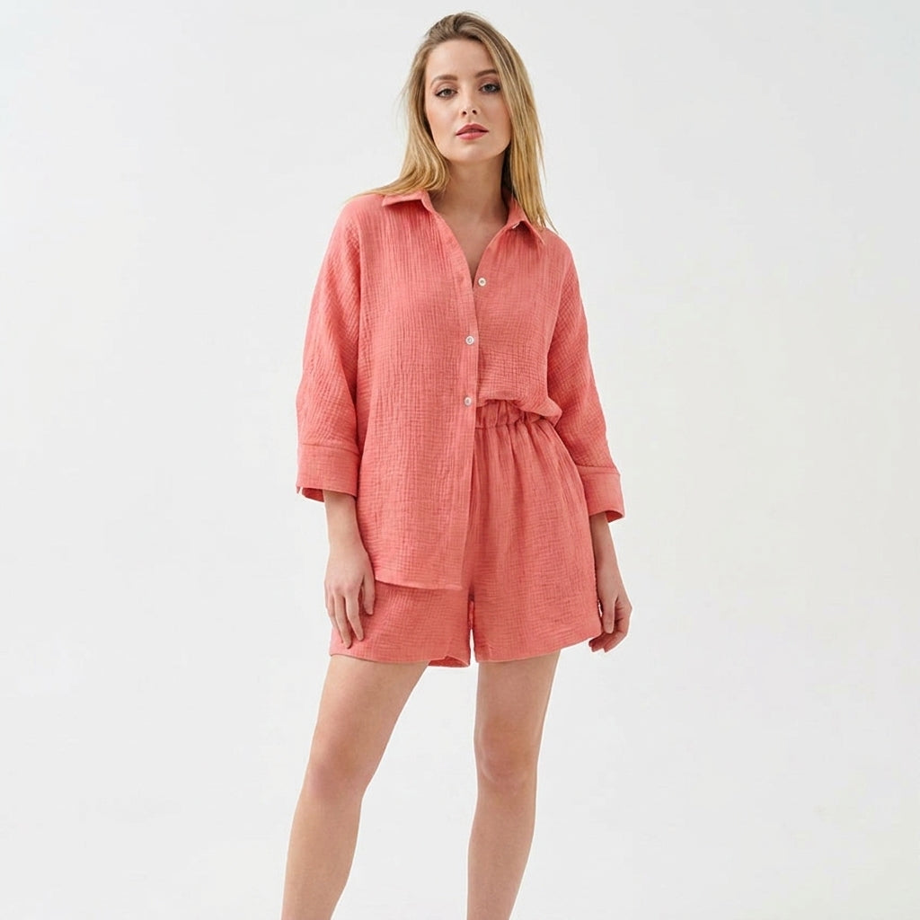 Ensemble en mousseline femme chemise et short – tenue estivale