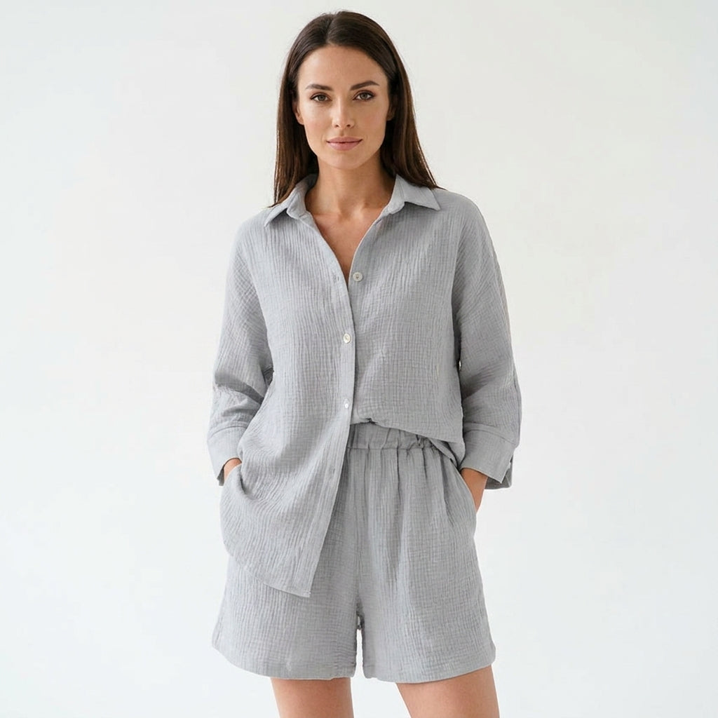 Ensemble en mousseline femme chemise et short – tenue estivale