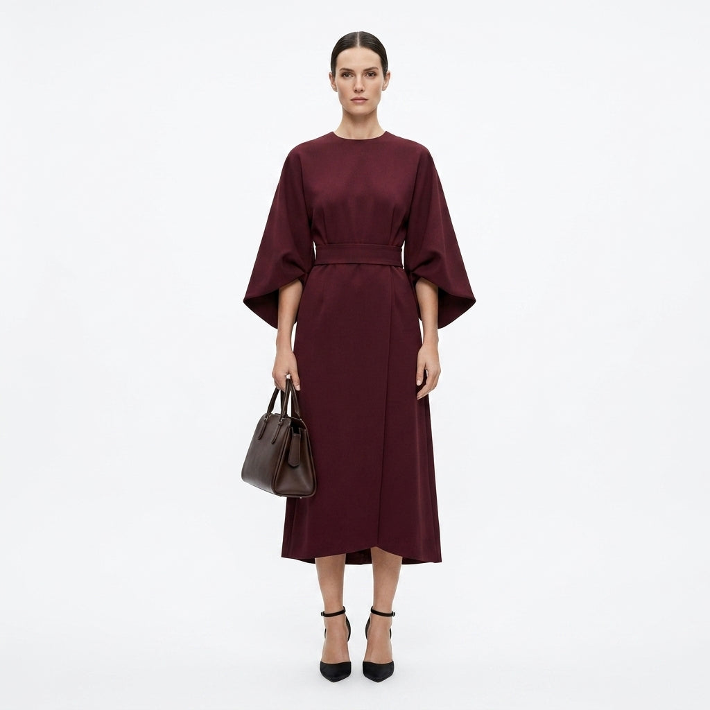 Robe midi femme avec ceinture – robe élégante à ceinture