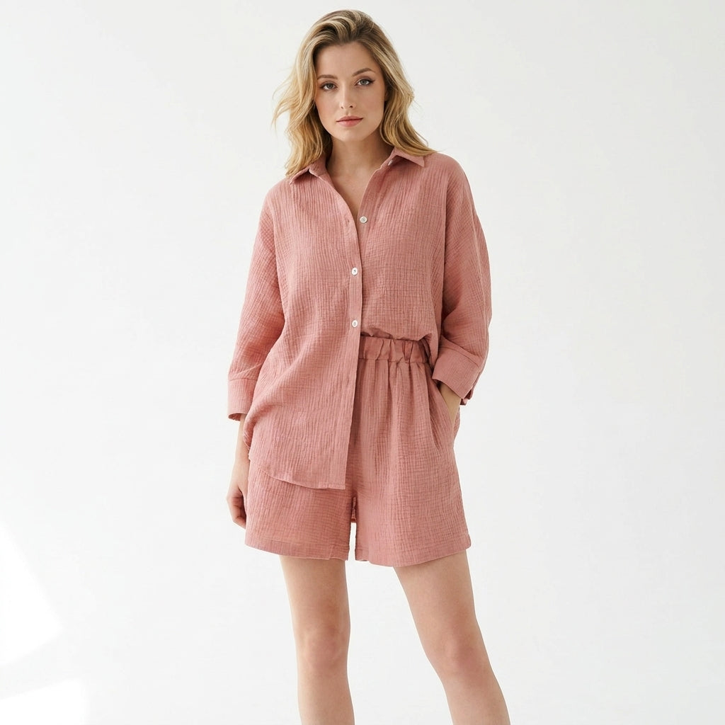 Ensemble en mousseline femme chemise et short – tenue estivale