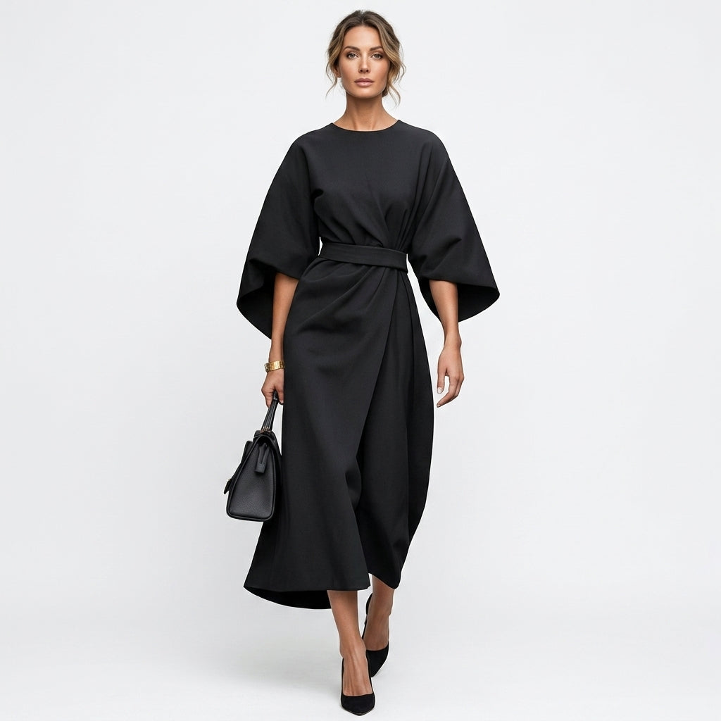 Robe midi femme avec ceinture – robe élégante à ceinture