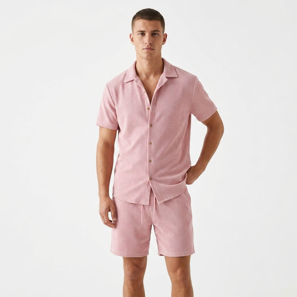 Ensemble tricot homme | Polo et short rayé
