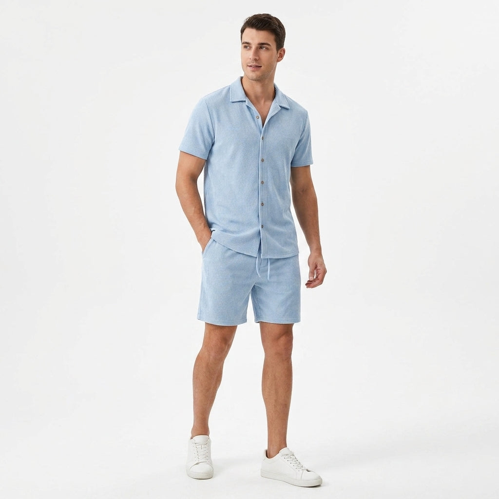 Ensemble tricot homme | Polo et short rayé