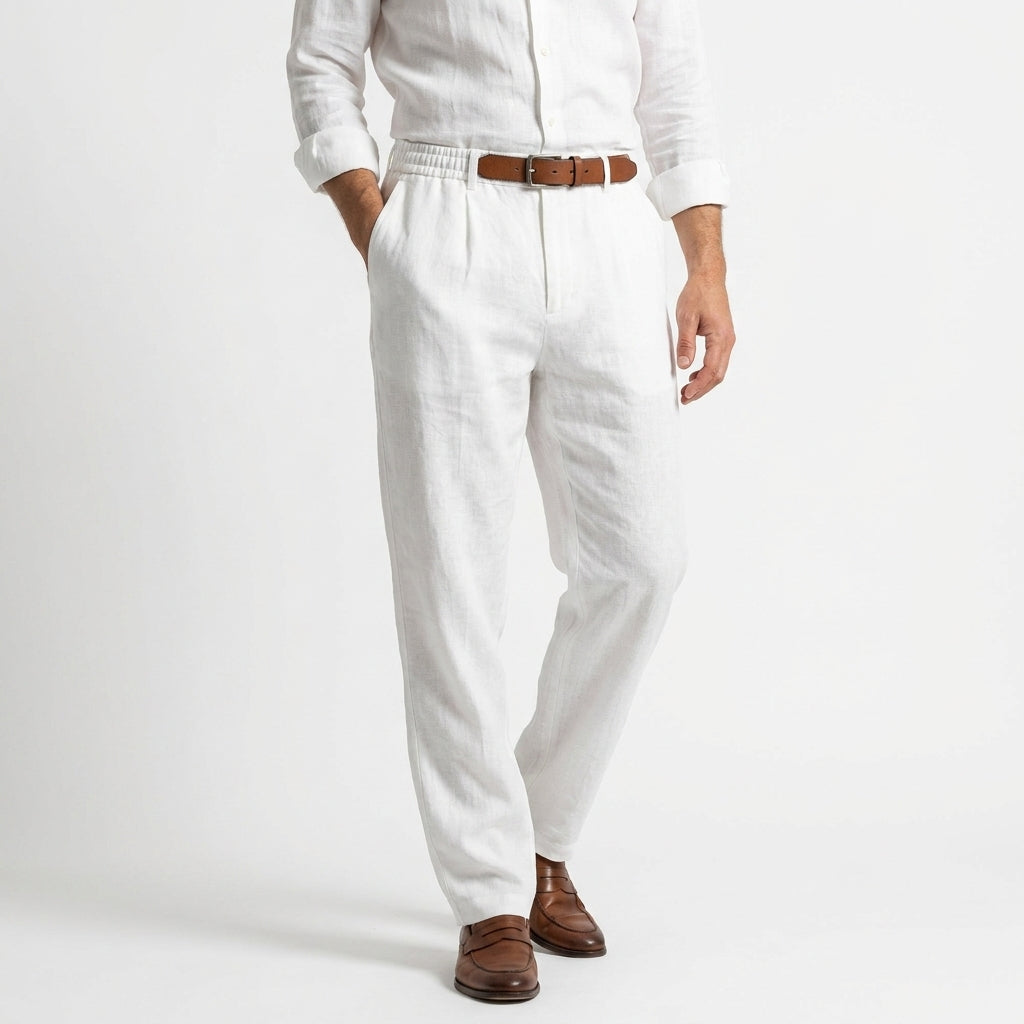 Pantalon en lin homme coupe confortable – pantalon en lin léger