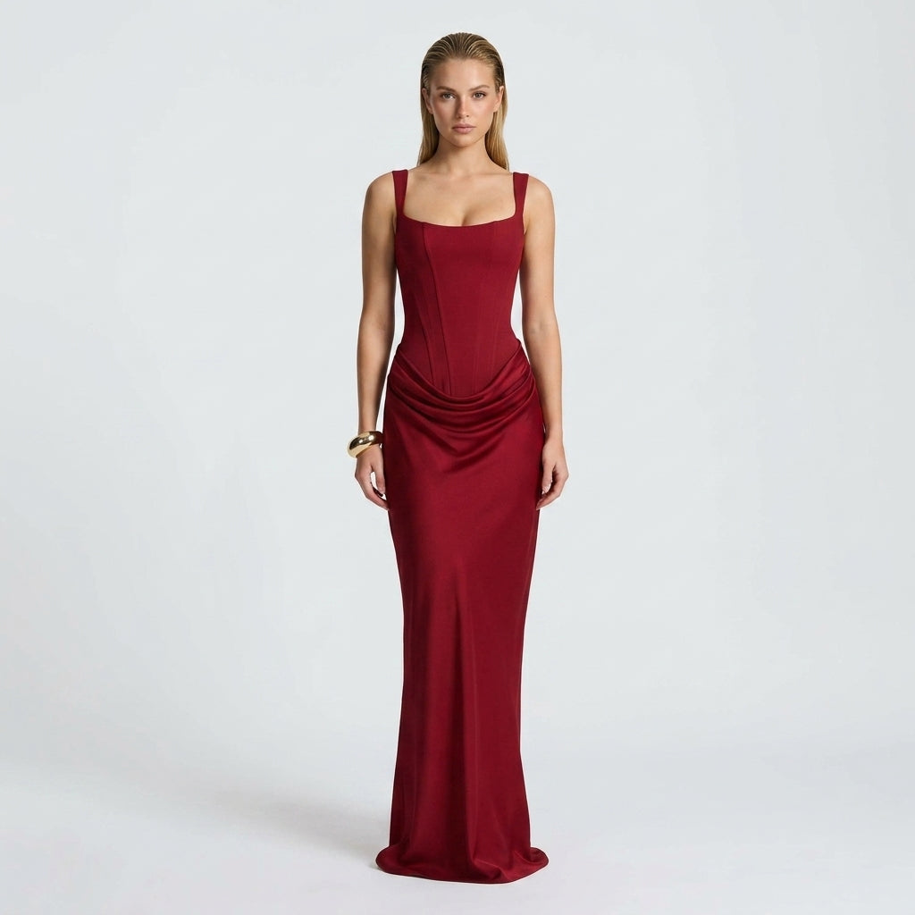 Robe maxi femme col carré – longue robe d'été