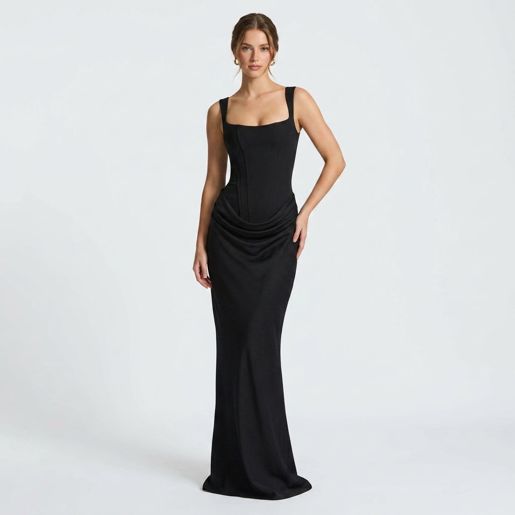 Robe maxi femme col carré – longue robe d'été