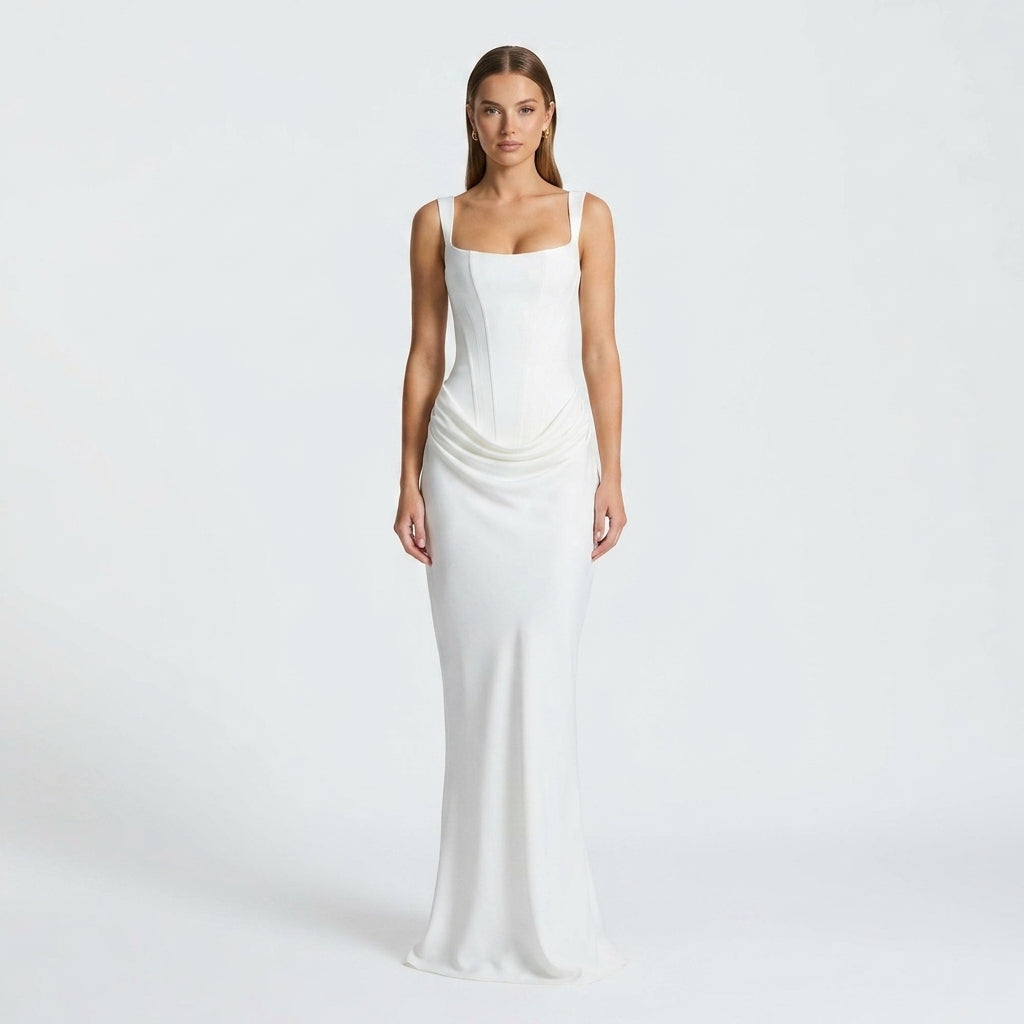 Robe maxi femme col carré – longue robe d'été