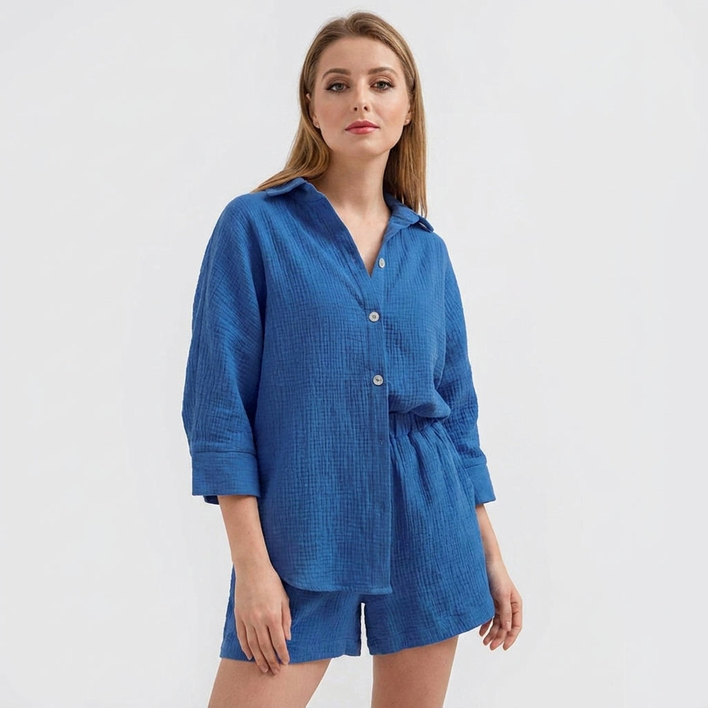 Ensemble en mousseline femme chemise et short – tenue estivale
