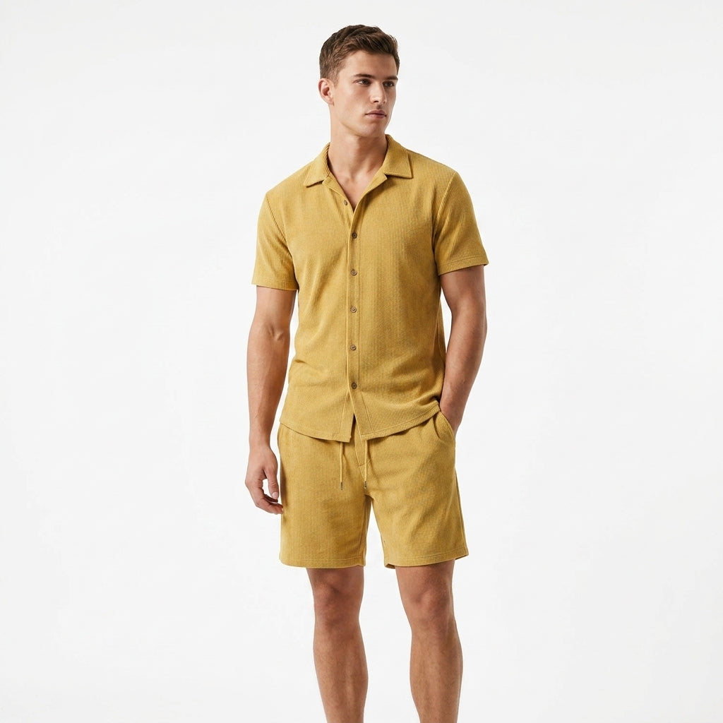 Ensemble tricot homme | Polo et short rayé