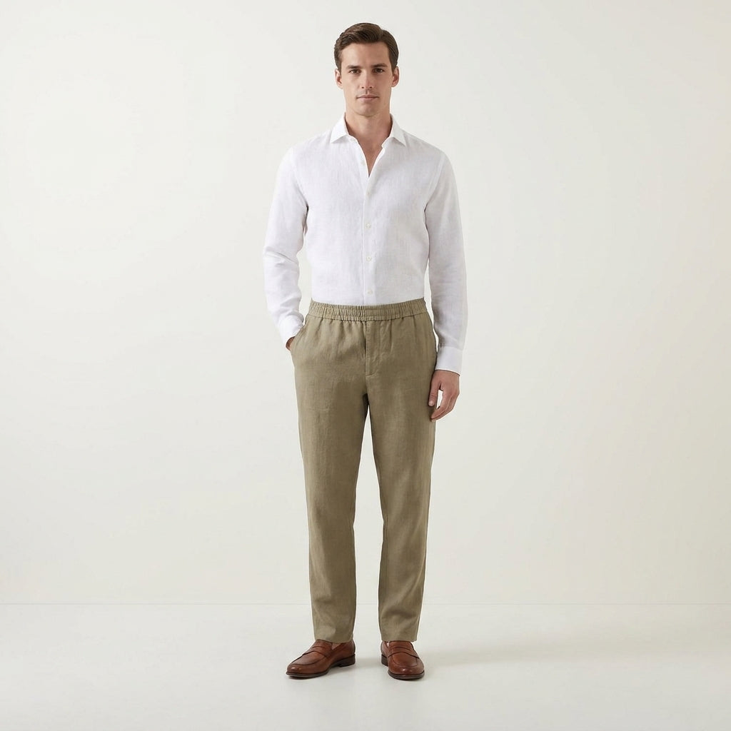 Pantalon en lin homme coupe confortable – pantalon en lin léger