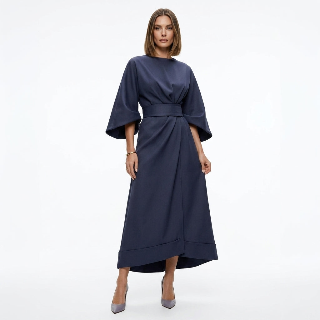 Robe midi femme avec ceinture – robe élégante à ceinture