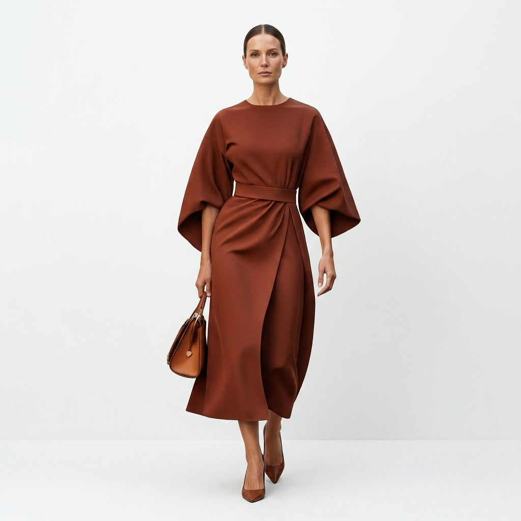 Robe midi femme avec ceinture – robe élégante à ceinture