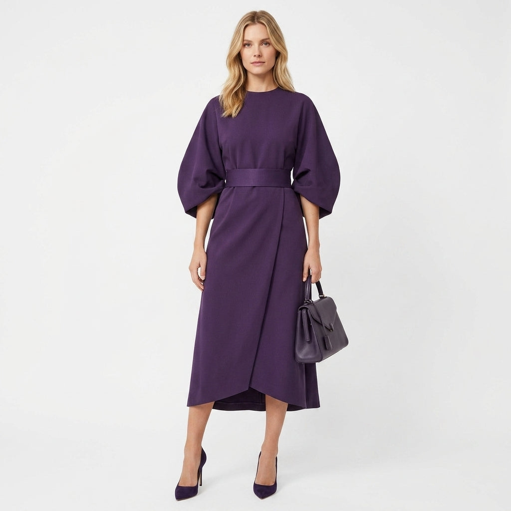 Robe midi femme avec ceinture – robe élégante à ceinture
