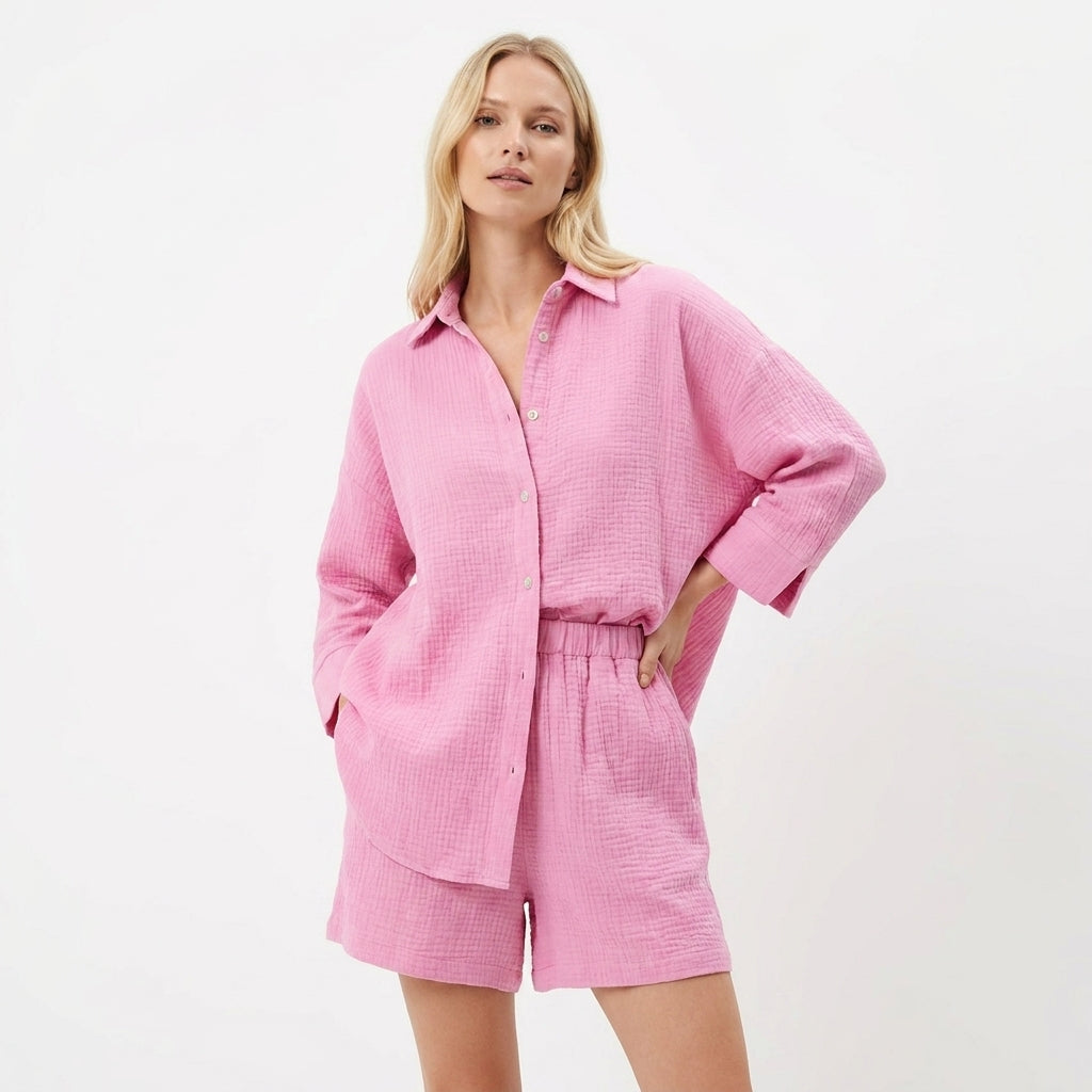 Ensemble en mousseline femme chemise et short – tenue estivale