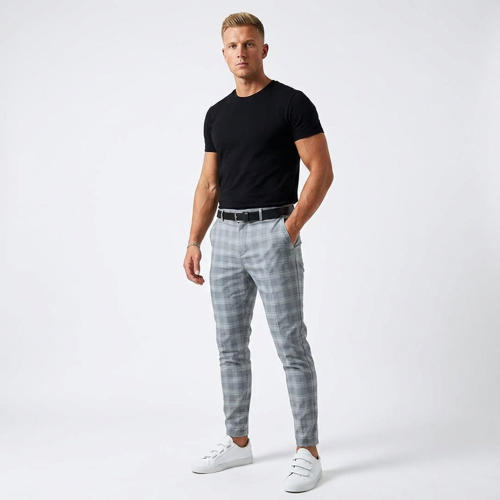 Pantalon élégant homme à carreaux – pantalon habillé à carreaux