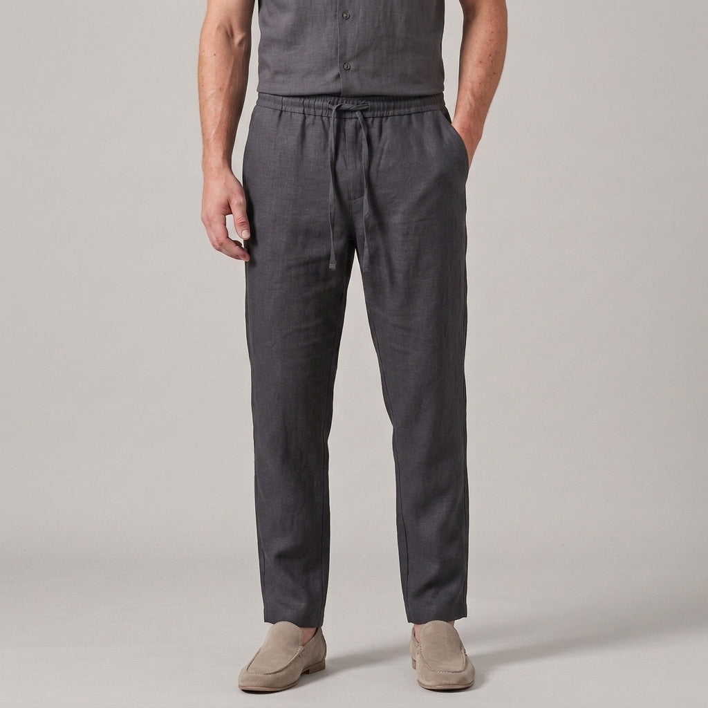 Pantalon homme en lin coupe ample jambes larges