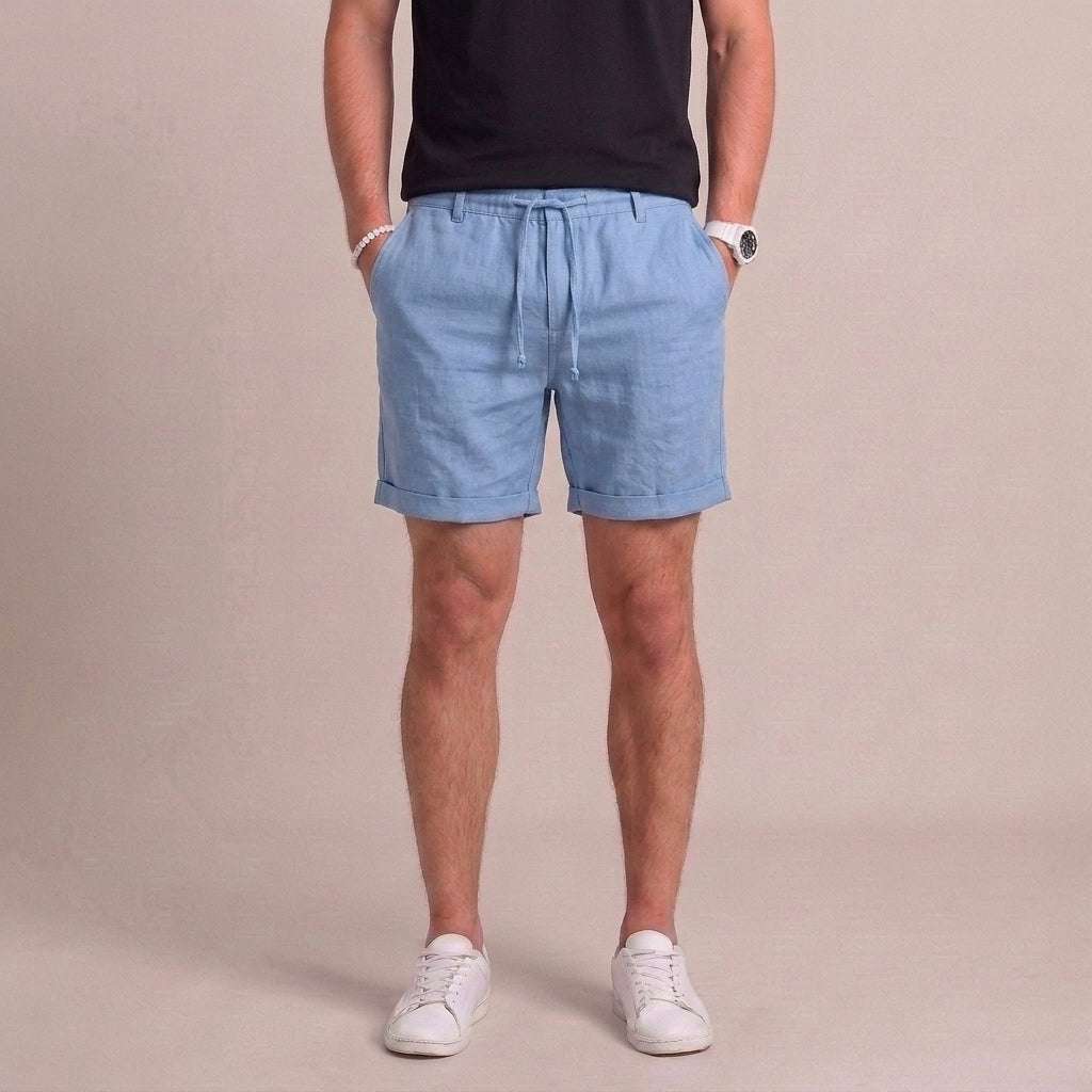 Short en lin pour homme avec cordon de serrage