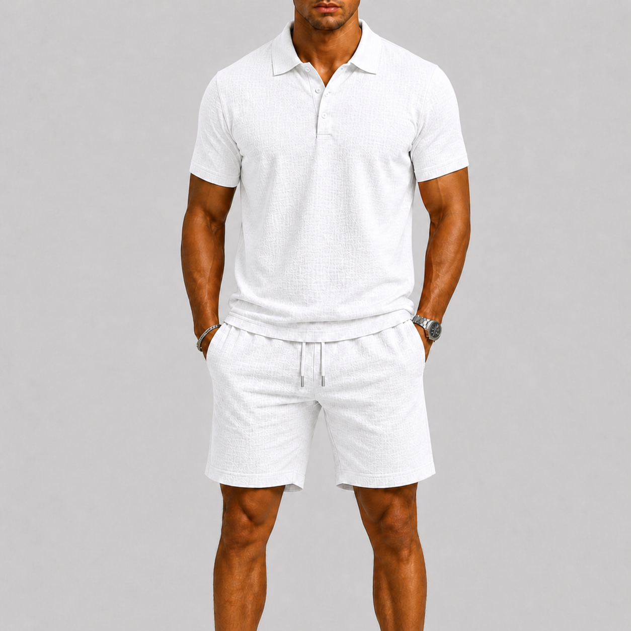 Ensemble d'été homme chemise à manches courtes et short | Col classique