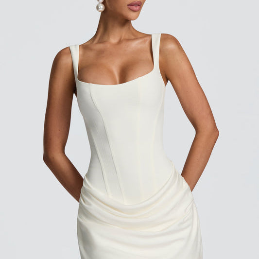 Mini robe corset femme à bretelles cachées | Longueur mini classique