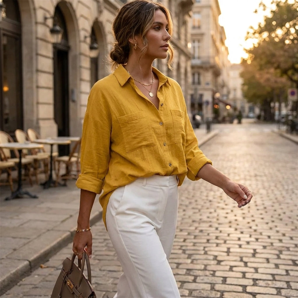 Chemise en lin femme à manches longues coupe ample