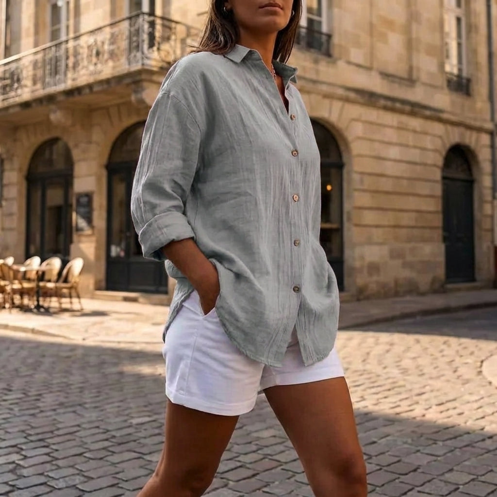 Chemise en lin femme à manches longues coupe ample