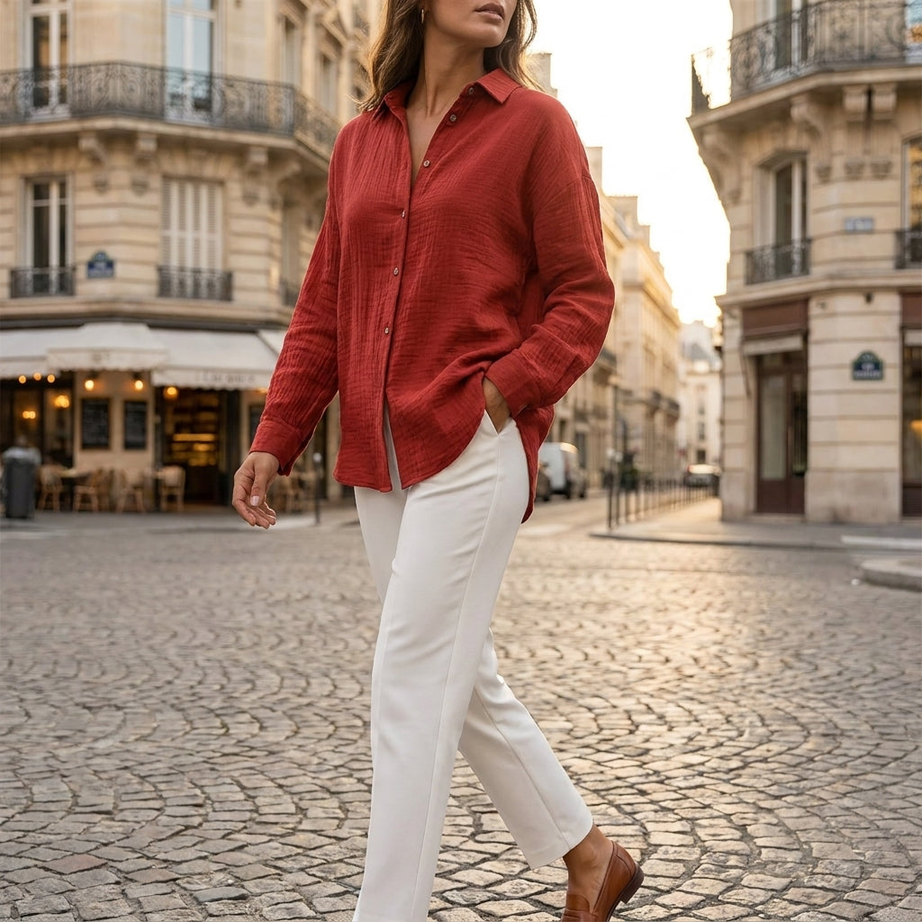 Chemise en lin femme à manches longues coupe ample