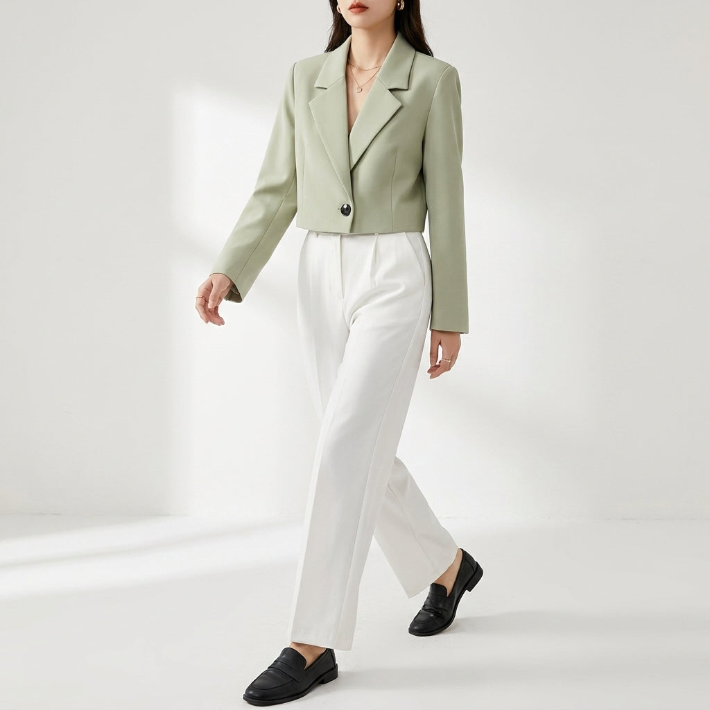 Blazer court femme à revers – Pelagia | Veste élégante de travail