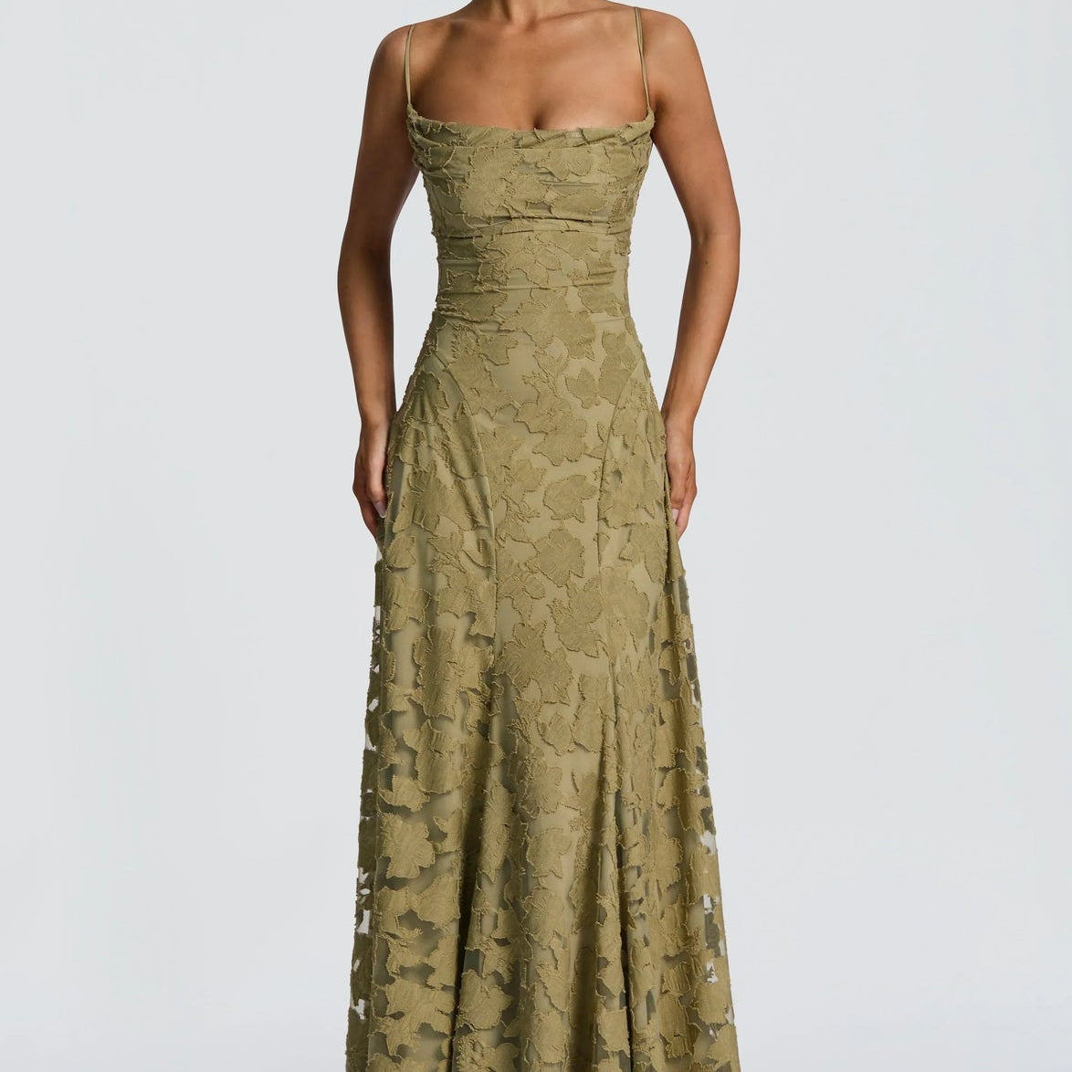 Robe maxi A-line avec panneaux godet | Laçage réglable dans le dos