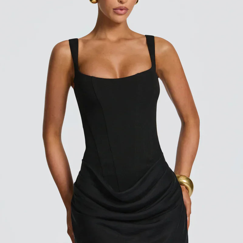 Mini robe corset femme à bretelles cachées | Longueur mini classique