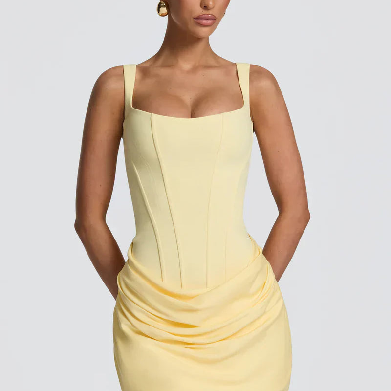 Mini robe corset femme à bretelles cachées | Longueur mini classique