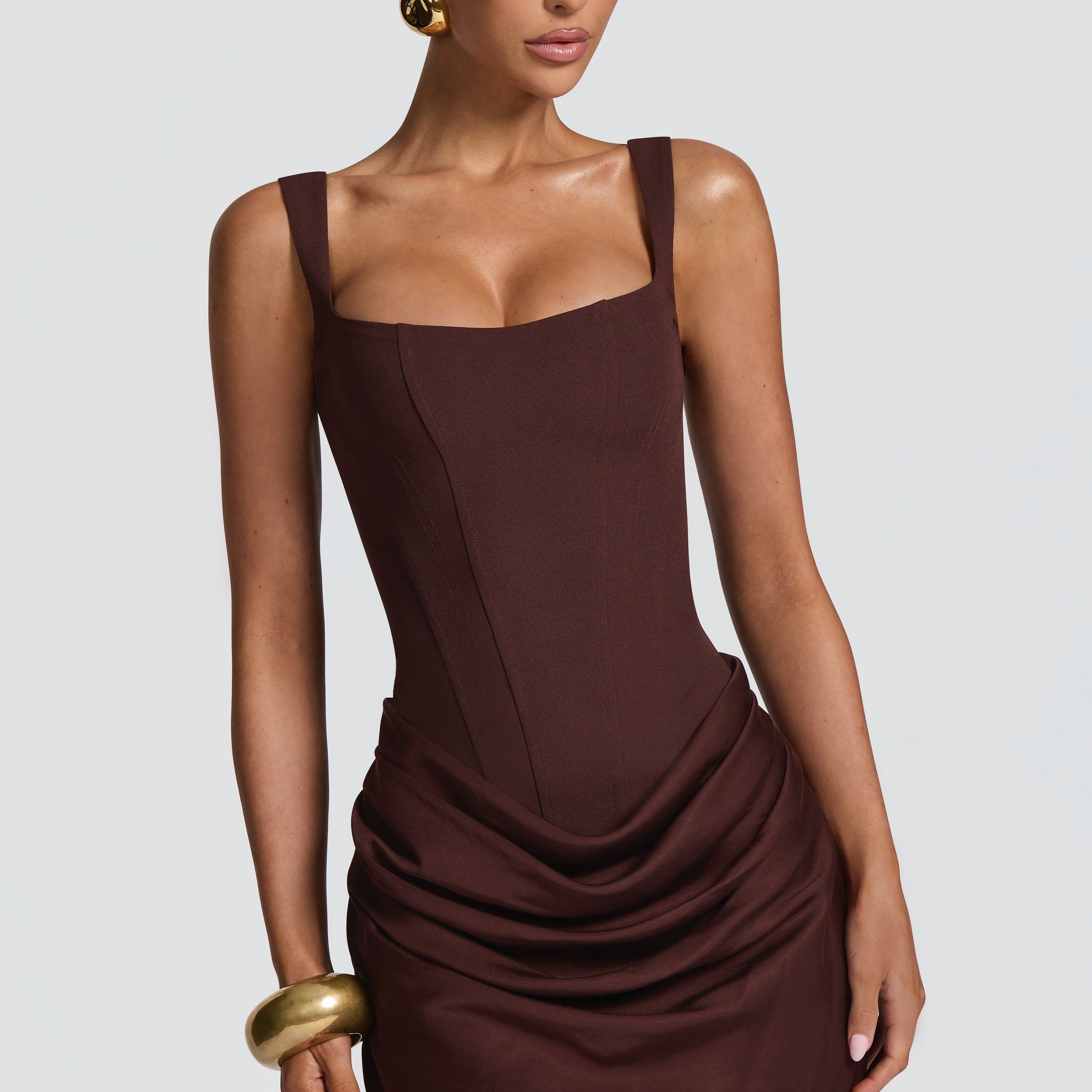 Mini robe corset femme à bretelles cachées | Longueur mini classique