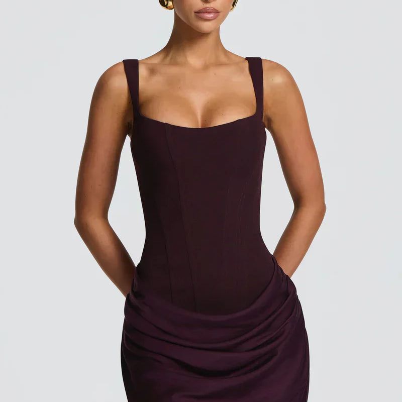 Mini robe corset femme à bretelles cachées | Longueur mini classique