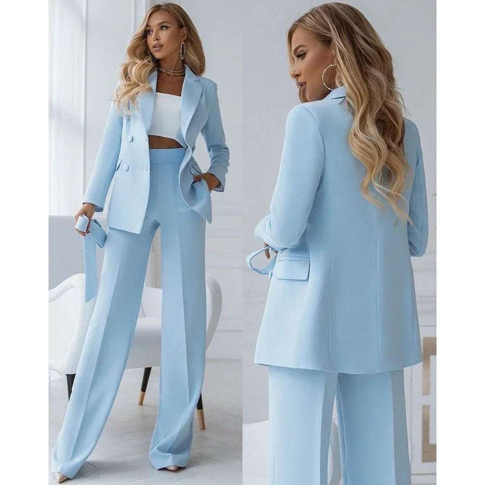 Tailleur deux pièces femme | Veste croisée et pantalon droit
