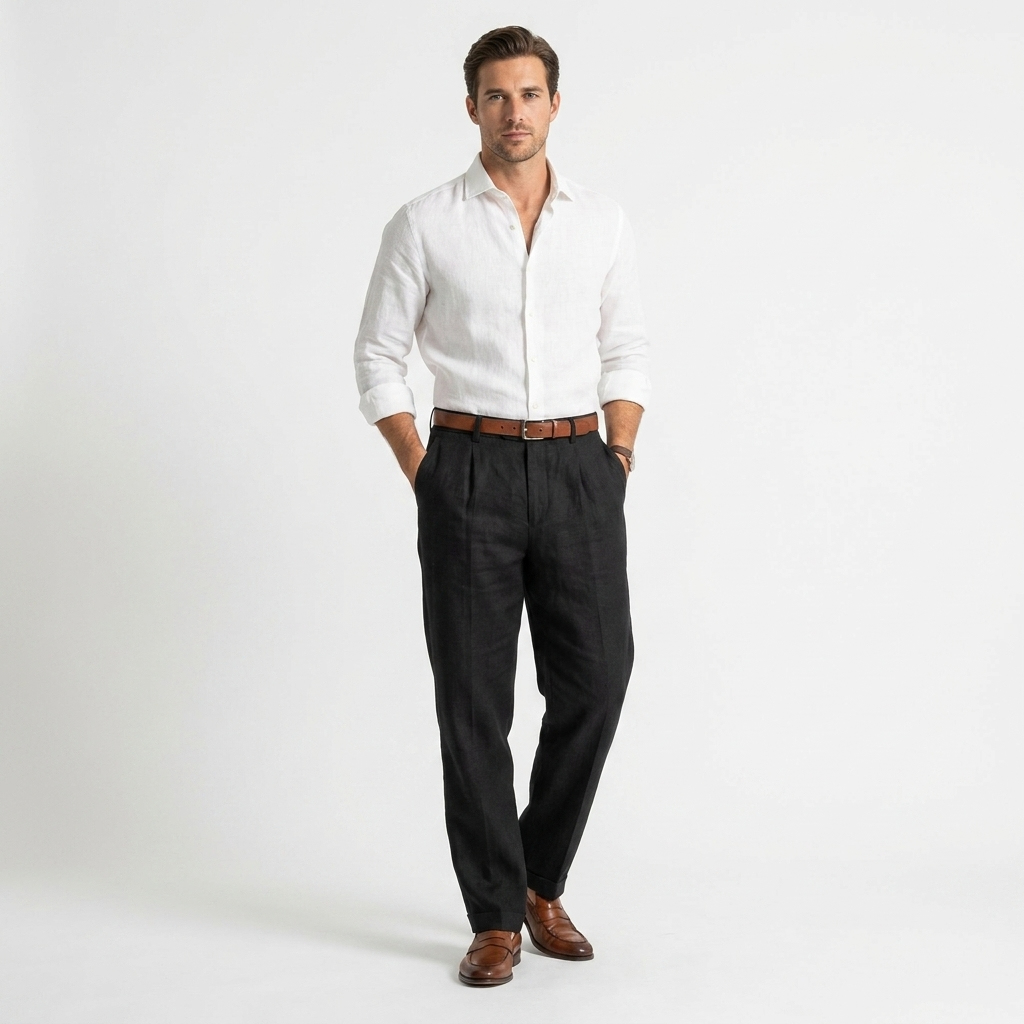 Pantalon en lin homme coupe confortable – pantalon en lin léger