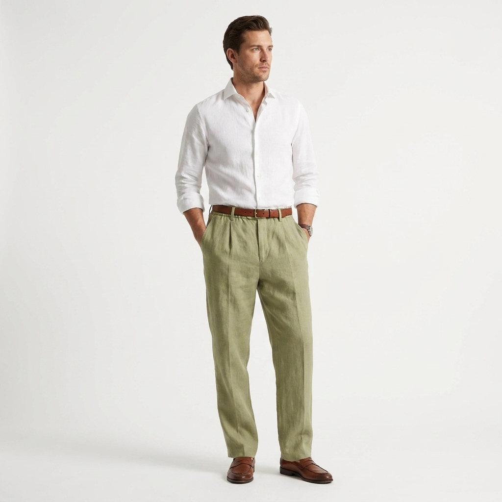 Pantalon en lin homme coupe confortable – pantalon en lin léger