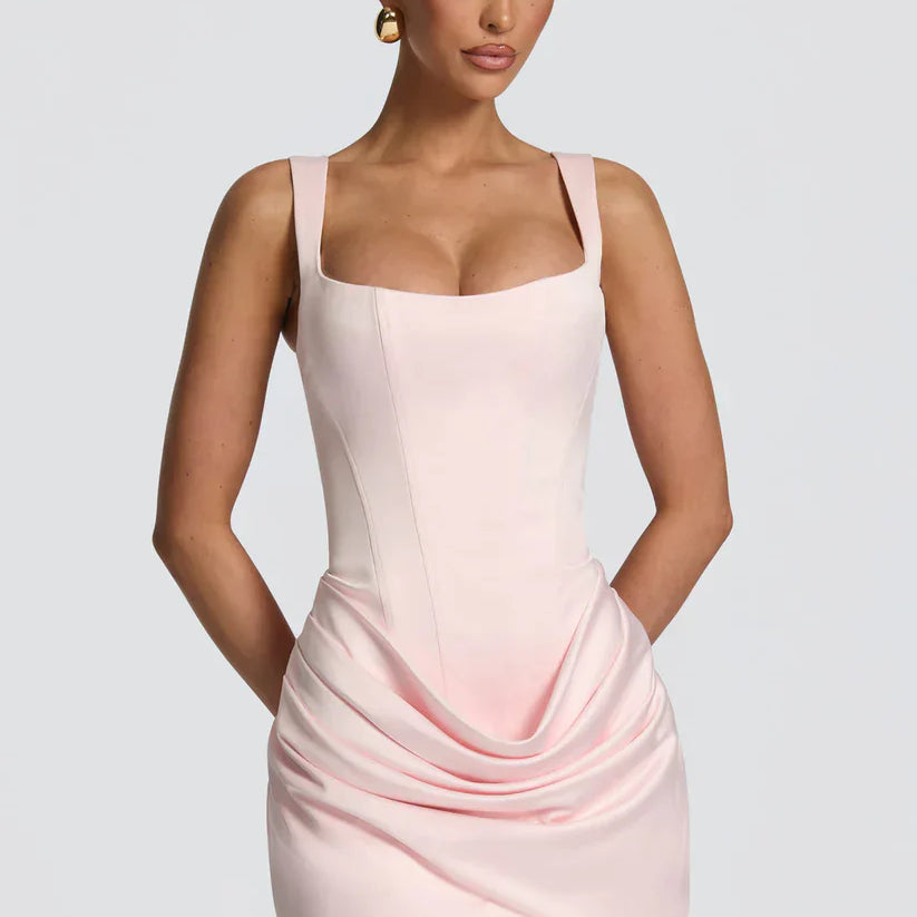 Mini robe corset femme à bretelles cachées | Longueur mini classique