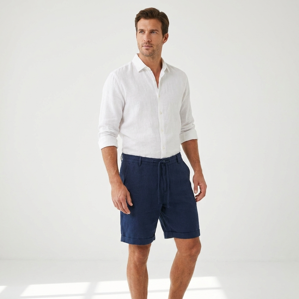 Short en lin homme avec cordon – 100% lin, léger et respirant