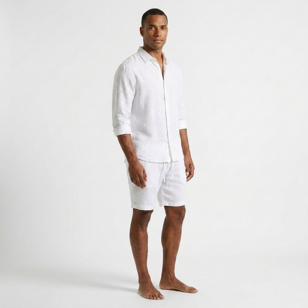 Short en lin homme avec cordon – 100% lin, léger et respirant