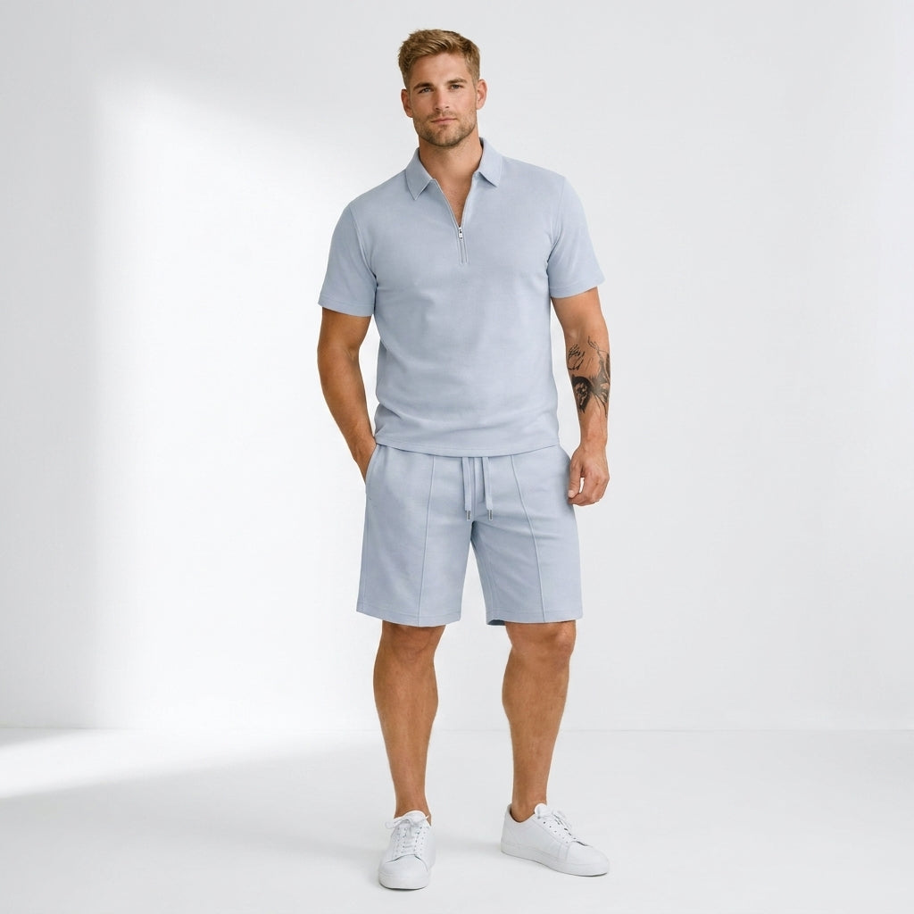 Ensemble polo zippé et short slim fit homme – léger, estival, casual