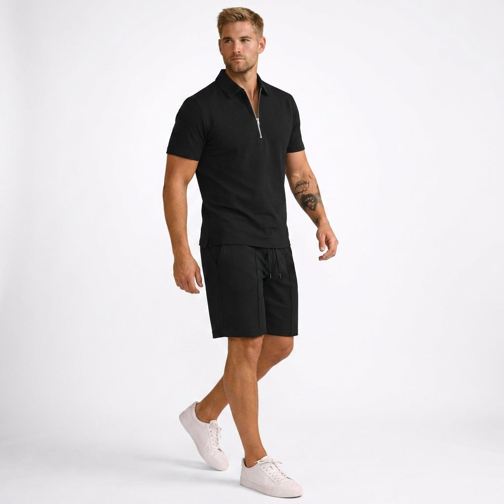 Ensemble polo zippé et short slim fit homme – léger, estival, casual
