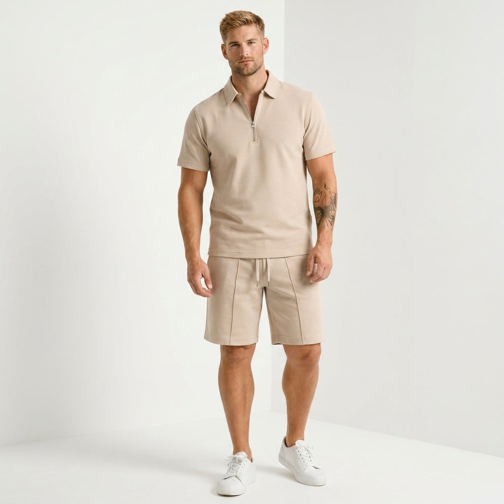 Ensemble polo zippé et short slim fit homme – léger, estival, casual