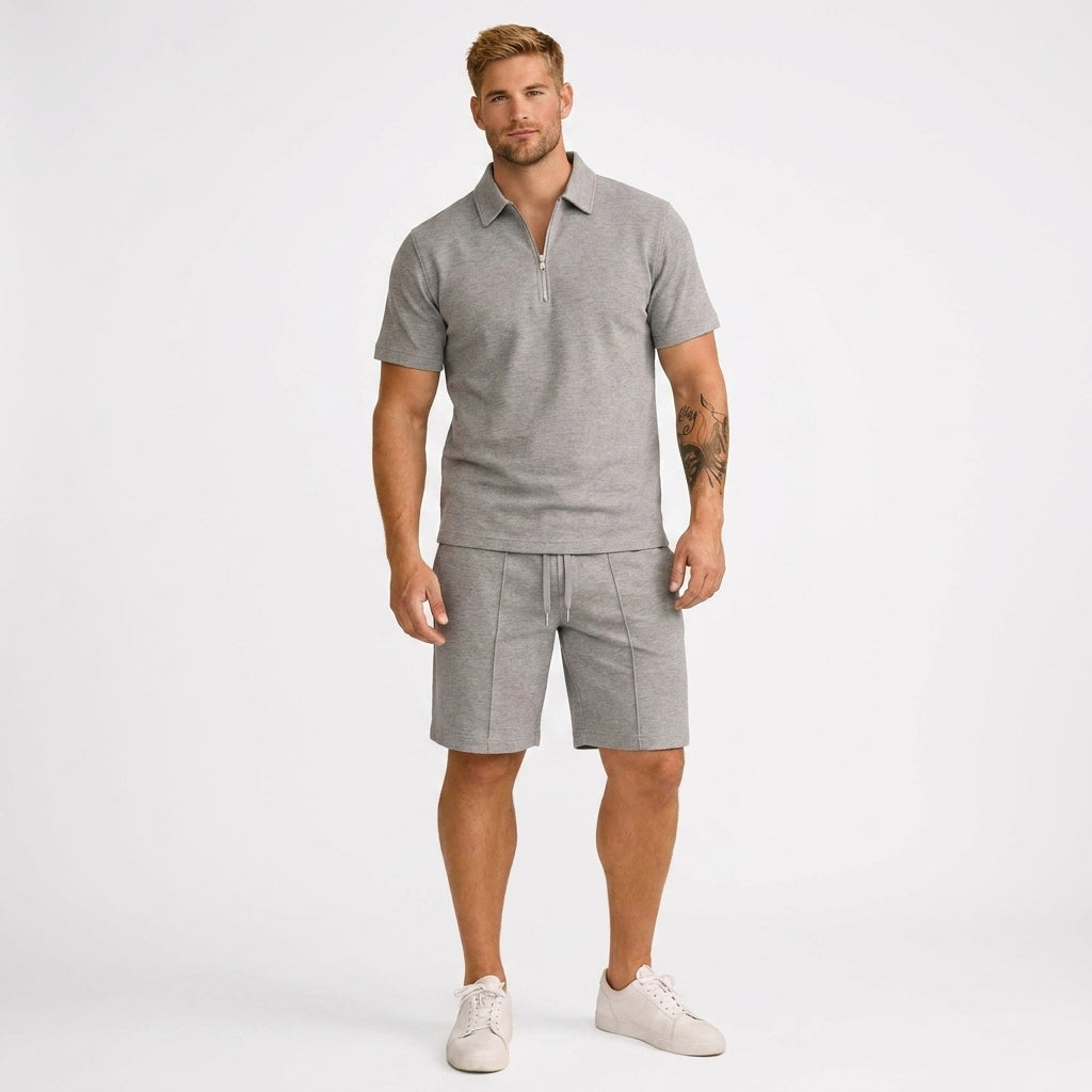 Ensemble polo zippé et short slim fit homme – léger, estival, casual